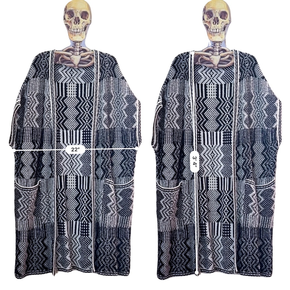 EUC ☕️ ASOS long knit cardigan / cape in black and white pattern. - Picture 10 of 10